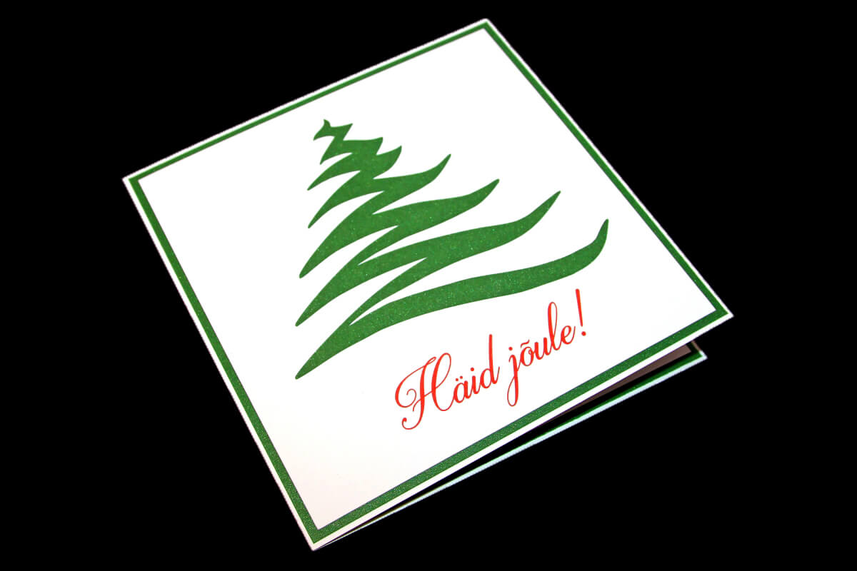 Jõulukaart stiliseeritud kuusega
